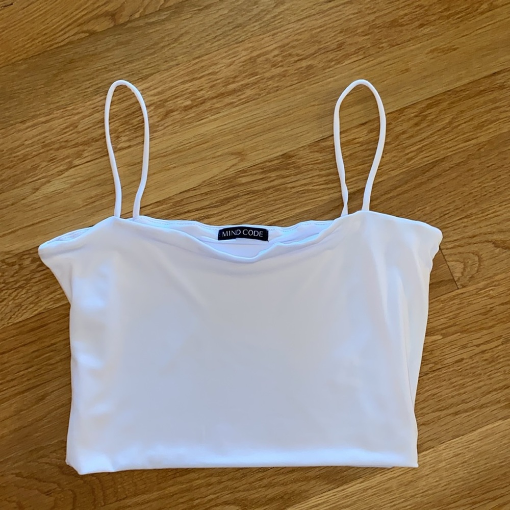 White Basic Tank Top Cropped - Mind Code